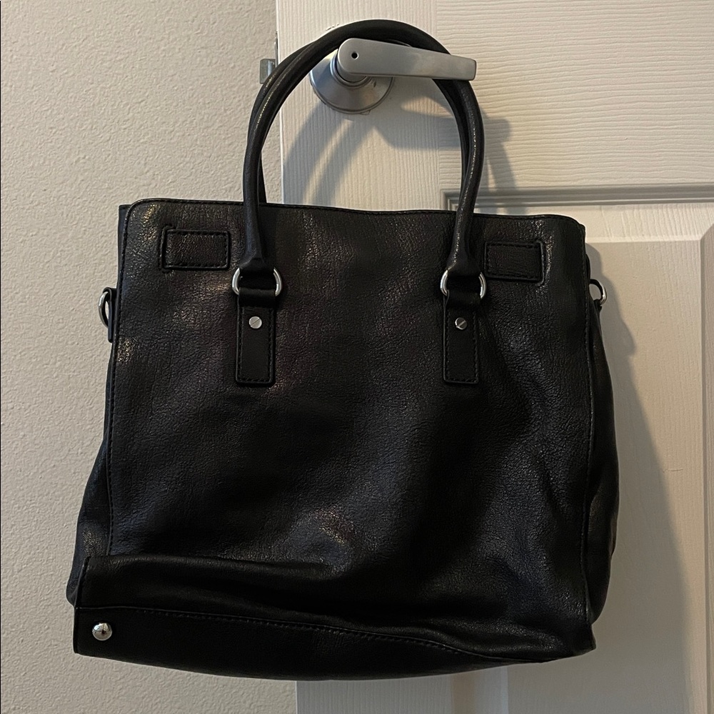 Michael Kors Black Leather Handbag with Silver Accents - Picture 2 of 5